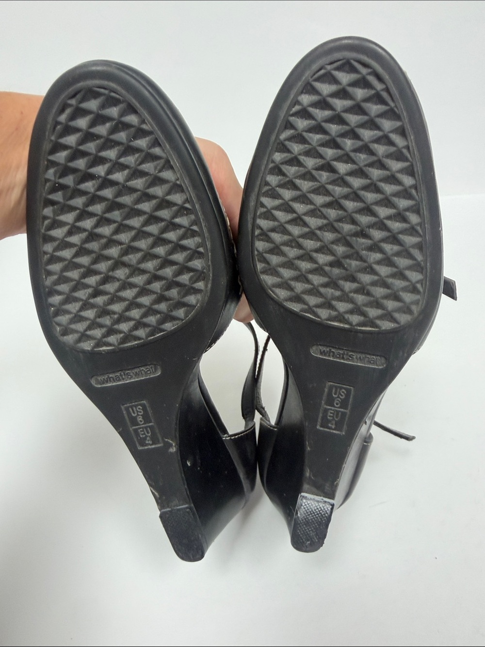 What’s What by Aerosoles - Black Leather Woven Mary Jane Flats with Ankle Strap - Picture 10 of 10